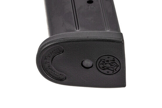 Smith & Wesson full cap 15-round 9mm magazine for M&P 2.0 handguns with polymer base plate.
